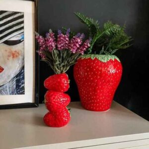 Trio Red Strawberry Decorative Vase